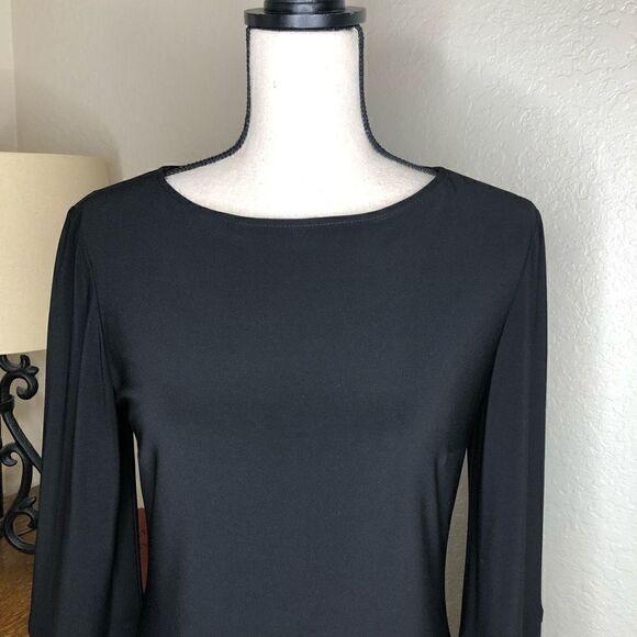 Joseph Ribkoff Black A Line Dress With Crystal Bead Detail Mob Wife Style Size 4 - Picture 9 of 13
